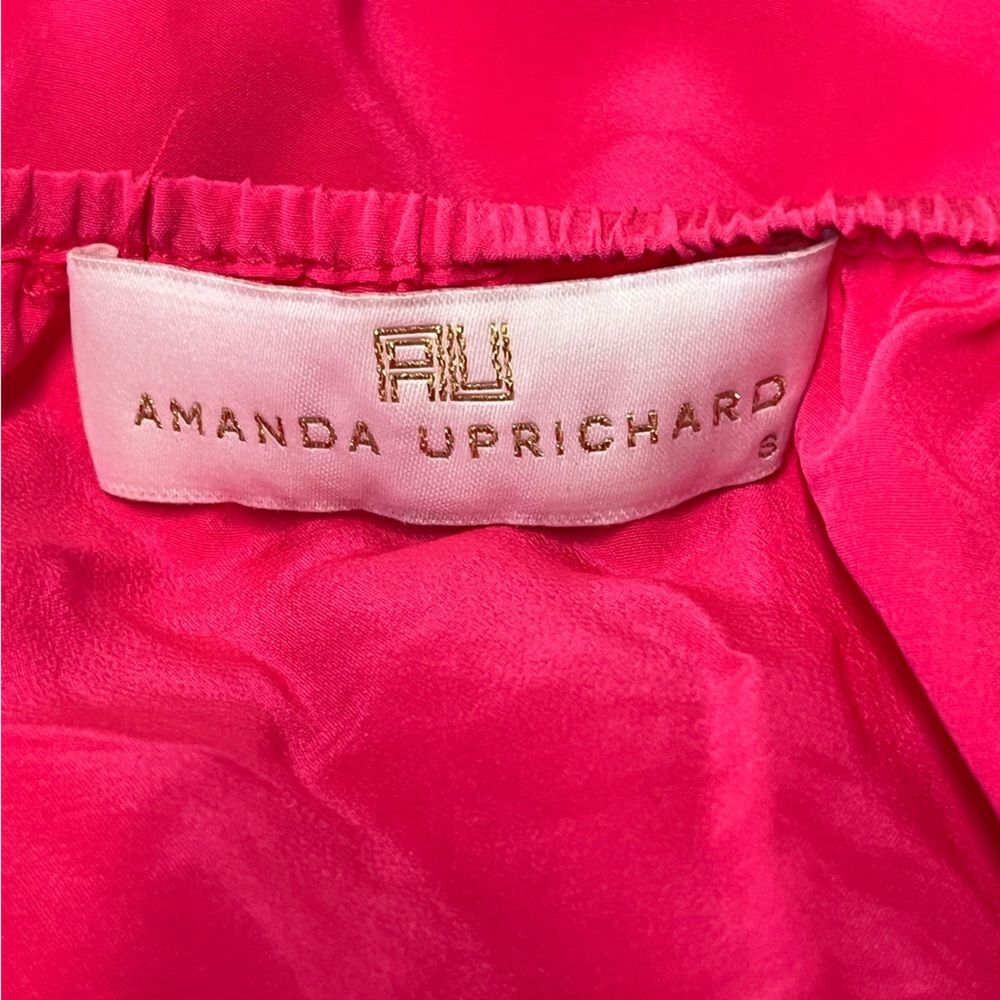 Amanda Uprichard | Hot Pink 100% Silk Ruffle Halter Mini Dress S - Picture 6 of 9